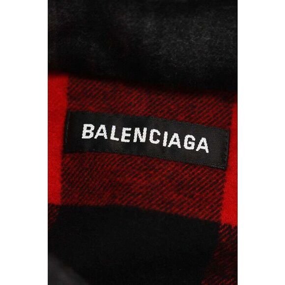 Balenciaga 21SS 647364 Tjm13 Logo Embroidery Docking Check Flannel Long Sleeve - Picture 3 of 3